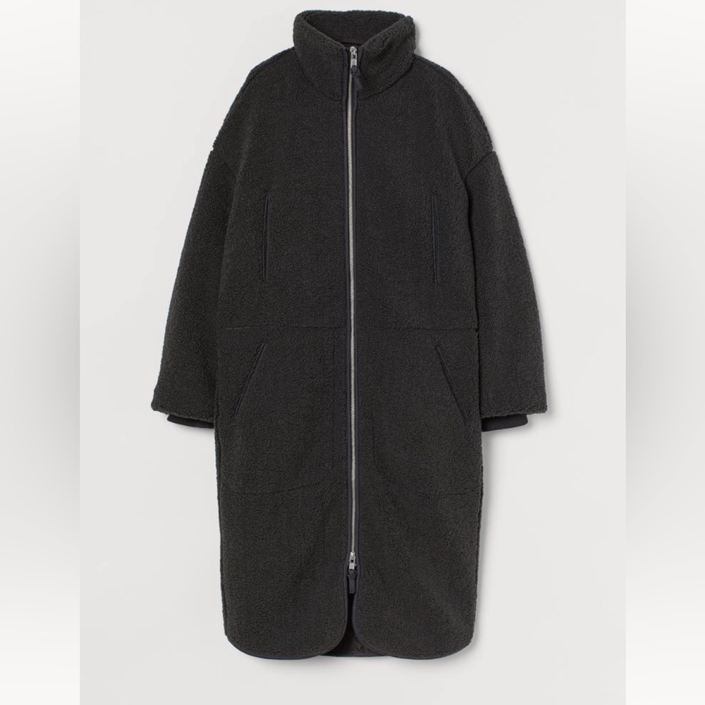 HM black faux shearling coat